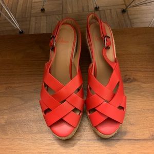 Castaner red peep-toe sandal espadrille heels 37
